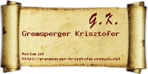 Gremsperger Krisztofer névjegykártya